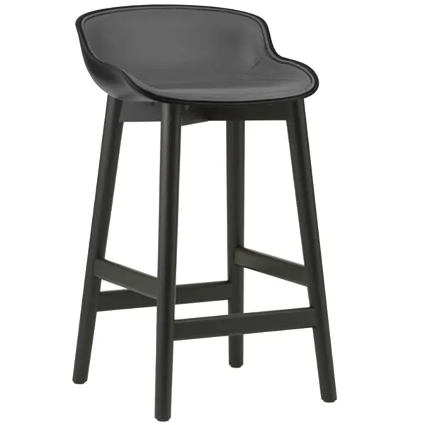 Hyg Barstol 65 cm Betrukket Forside Sand / Sort Egetræ