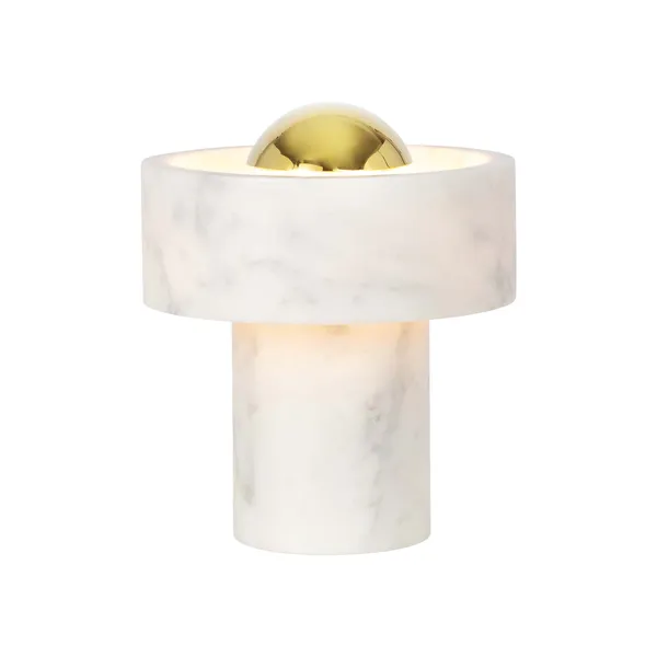 Stone Portabel Lampa Vit Marmor / Guld