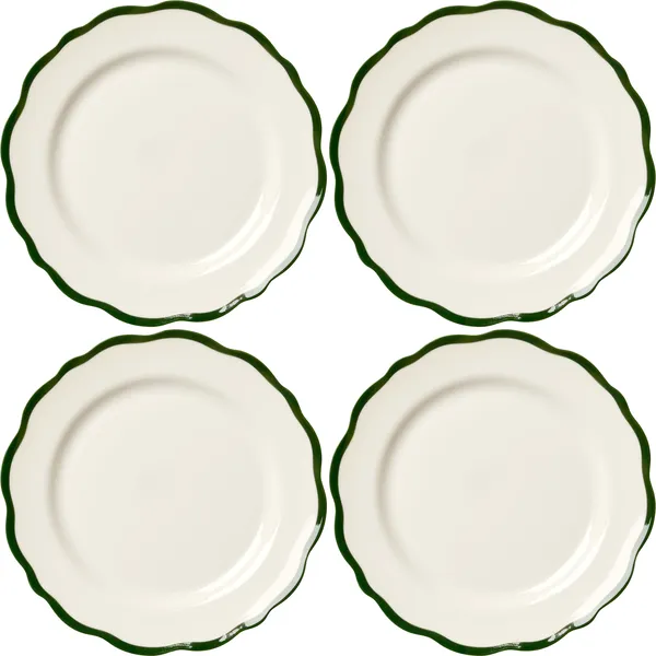 Fleur Sidetallerken 21 cm 4-pk Mørkegrønn