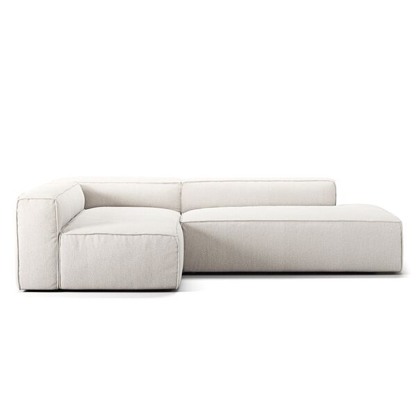 Grand Loungesoffa 3-Sits öppet avslut Höger Bouclétyg Steam White