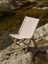 Outdoor Market Folding Chair Beige With Red Stripe