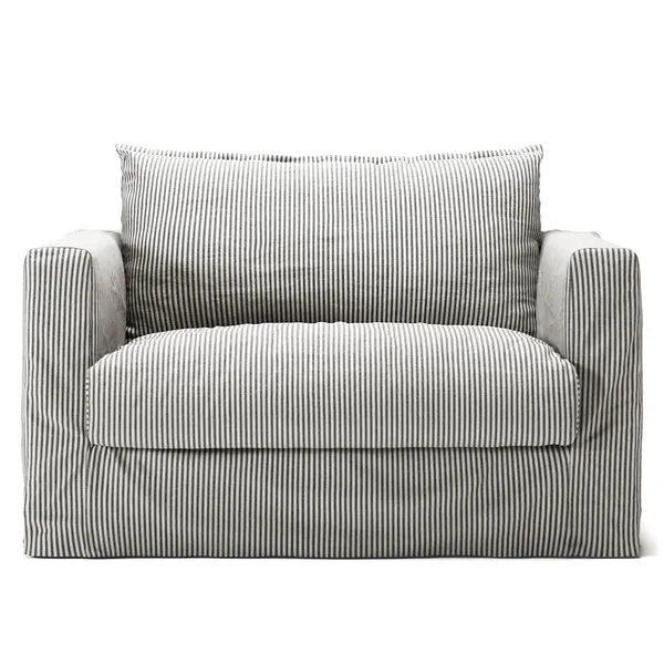 Verhoilu Le Grand Air Nou Love Seat-sohvalle Pellava Ash Stripe