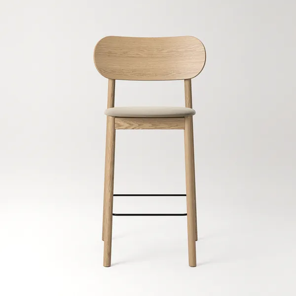 Elephant Barstol Naturlig Ek / Beige Sammet