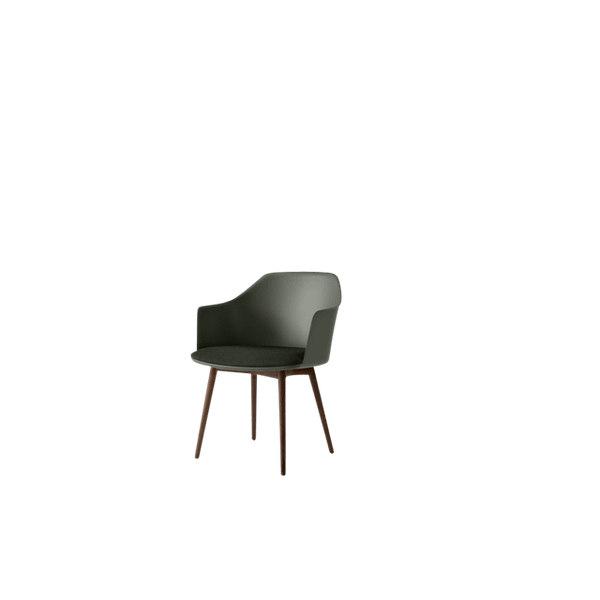 Rely HW77 Spisebordsstol Med Armlæn Polstret Sæde Bronze Green/Lakeret Valnød/Vidar 0972