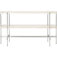 TS Console Sidebord 120x30x72 cm Poleret Stål / Neutral hvid Travertin