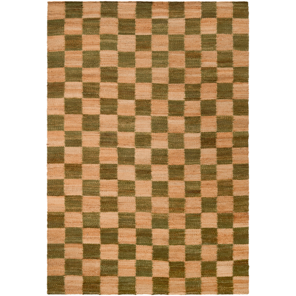 Chess Jutetæppe 200x300 cm Natur / Grønt