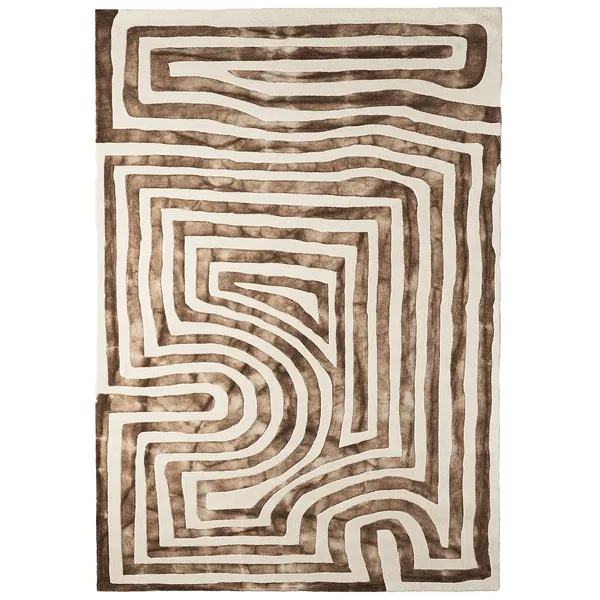 Psychedelic Labyrinth Rug Beige