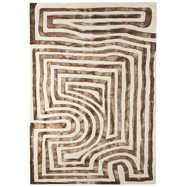 Psychadelic Labyrinth Uldgulvtæppe 300x400 cm Beige