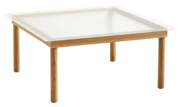 Kofi Soffbord 80x80 cm Vattenbaserad Lackad Ek / Räfflat Glas