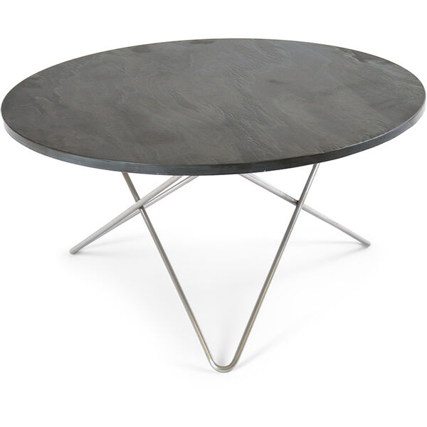 O Table Soffbord Ø80 cm Stål/Rustik skiffer