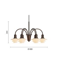 PH 1/1 Lysekrone Med 6 Armer Centenary Edition Aged Brass / Dusty Terracotta