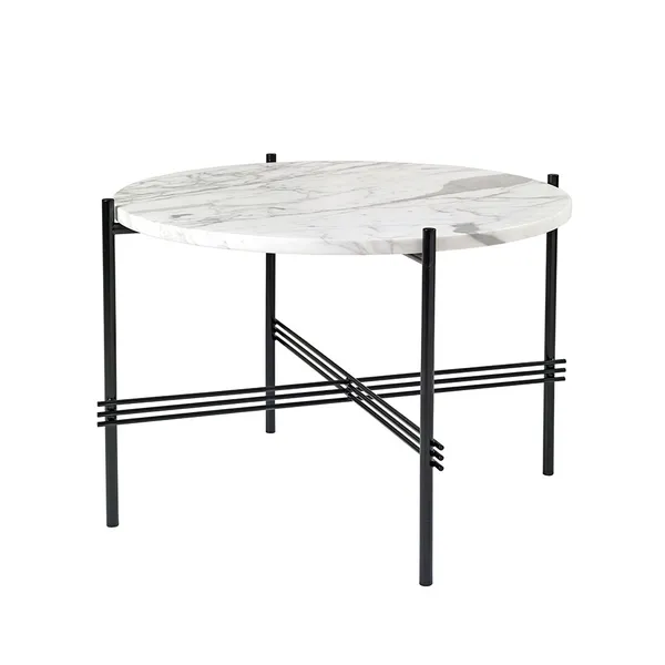 TS Sofabord 55 cm Sort / Hvidt Carrara marmor