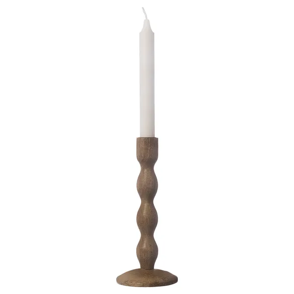 Ljusstake Mörkbrun Trä 31 cm Natural