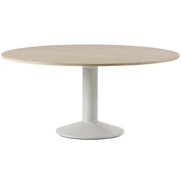 Midst Spisebord Ø160 cm Olieret Egetræ / Gråt