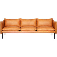 Tiki Soffa 3-Sits Svarta Ben / Skinn Vintage Cognac