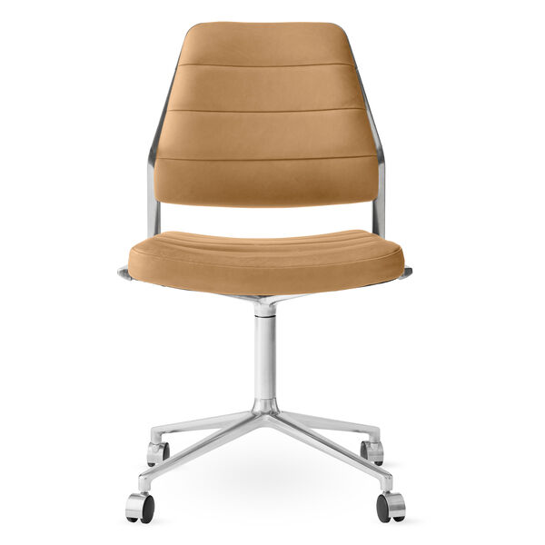 454 Swivel Chair With wheels Camel Leather