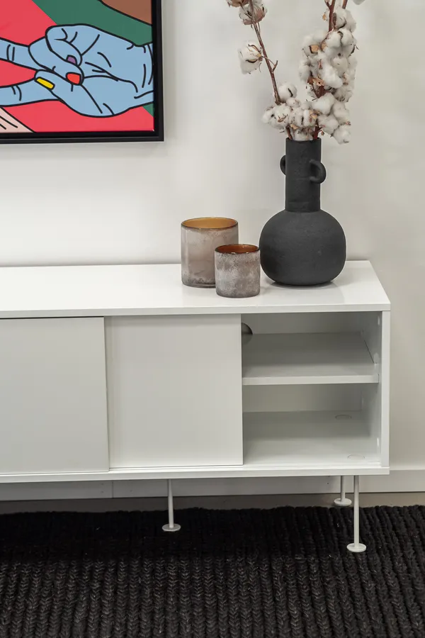 Vogue Mediebænk med Ben 180 cm Hvid