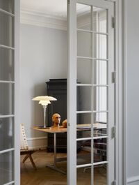 PH 4½-3½ Glas Bordslampa Förkromad/Vitt Opalglas