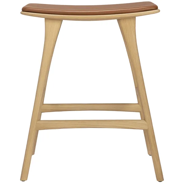 Osso Barstol Ek / Konjak Läder