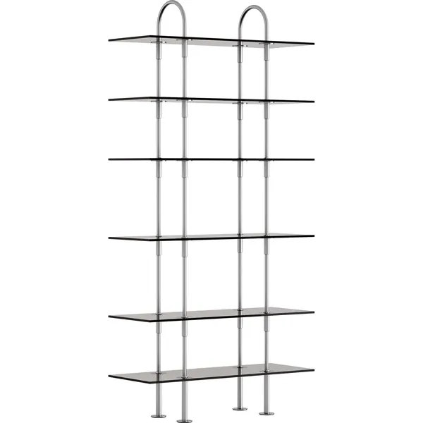 Keen Hyllesystem Med 6 Hyller 96 cm Satengpolert Rustfritt stål / Tonet Glass
