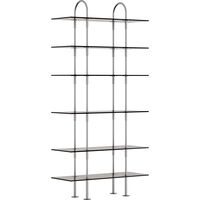 Keen Hyllesystem Med 6 Hyller 96 cm Satengpolert Rustfritt stål / Tonet Glass