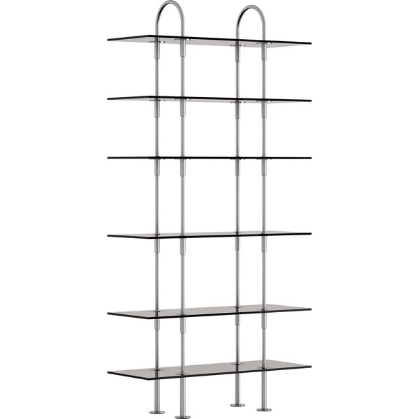 Keen Hyldesystem Med 6 Hylder 96 cm Satinpoleret Rustfrit stål / Tonet Glas