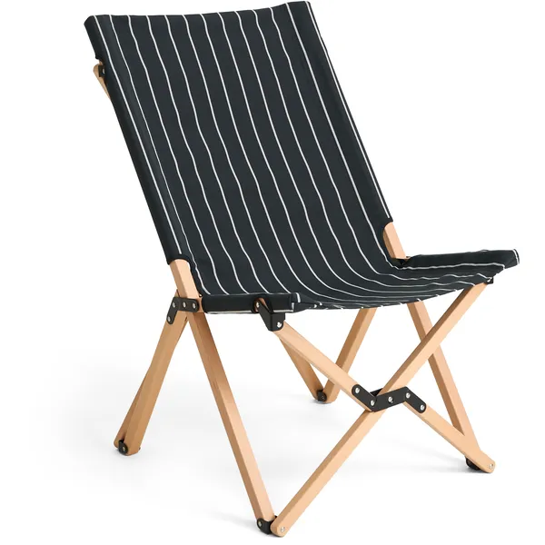 Outdoor Market Folding Chair Black With Beige Stripe