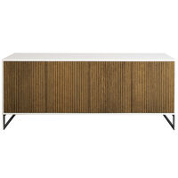 Line Burned Walnut Skjenk 4 dører Hvit/Chrome