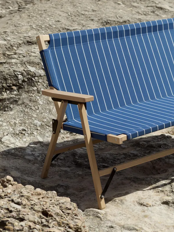 Outdoor Market Folding Sofa Blue With Beige Stripe