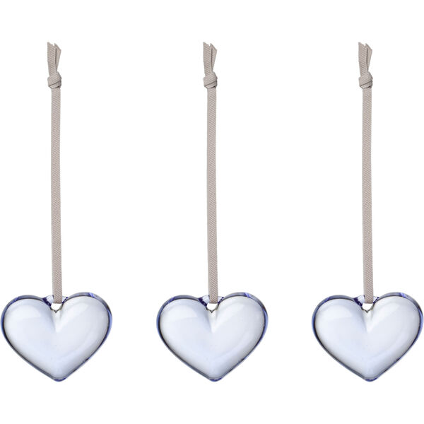 Glasshjerte 50 mm 3-pk Clear Blue