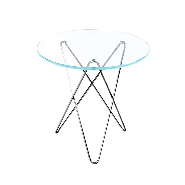 Tall Mini O Table Sidebord Ø50 cm Stål/Klart Glass