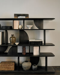 Geometric Boghylde Sortbejdset Teak