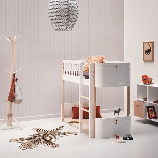 Wood Mini+ Låg Loft Säng Vit/Ek