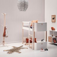 Wood Mini+ Låg Loft Säng Vit/Ek