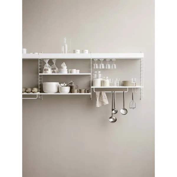 String Hylde med Høj Kant Metal 20x58 cm Grå