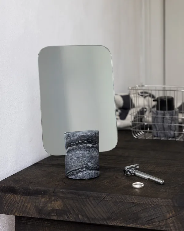 Marble Spegel Svart / Grå