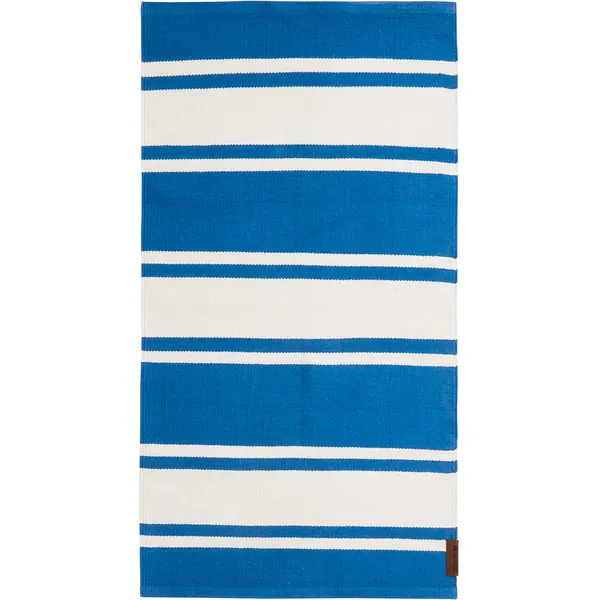 Organic Striped Cotton Rug Matto 70x130 cm Sininen