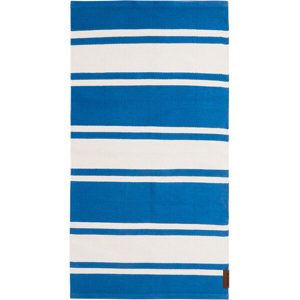 Organic Striped Cotton Rug Matto 70x130 cm Sininen