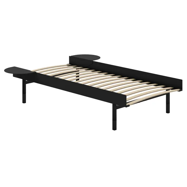 Forlengbar Seng Med Ribber 90-180 cm Sort