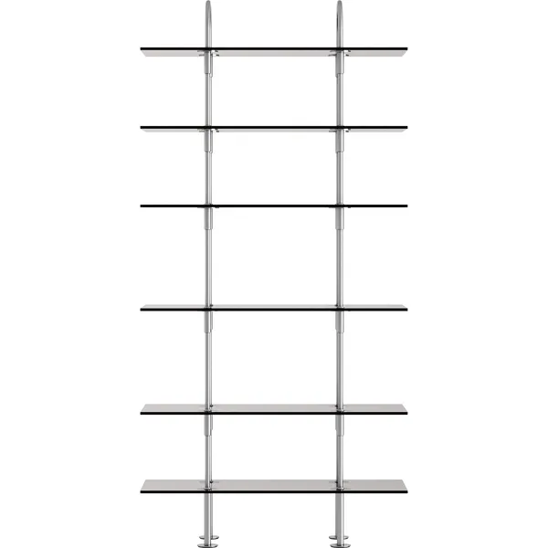 Keen Hyllesystem Med 6 Hyller 96 cm Satengpolert Rustfritt stål / Tonet Glass