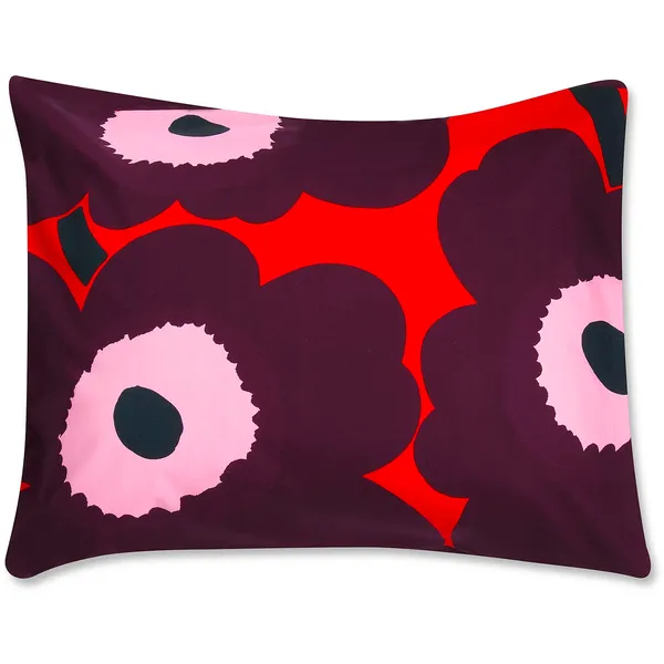 Unikko Pudebetræk 50x60 cm Hvidt / Rødt