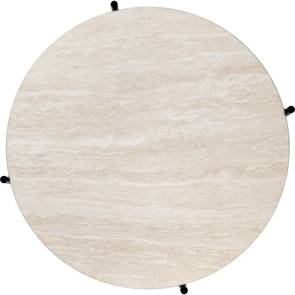 TS Outdoor Soffbord Ø80x35 cm Svart/Vit Travertin