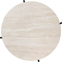 TS Outdoor Soffbord Ø80x35 cm Svart/Vit Travertin