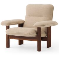 Brasilia Fåtölj Med Ottoman Walnut Bouclé 02 Beige