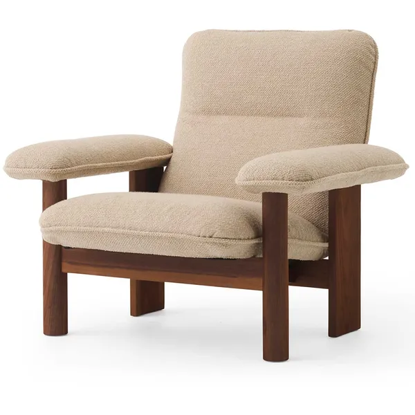 Brasilia Fåtölj Med Ottoman Walnut Bouclé 02 Beige