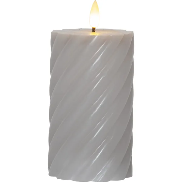 Flamme Swirl LED Bloklys 15 cm Gråt