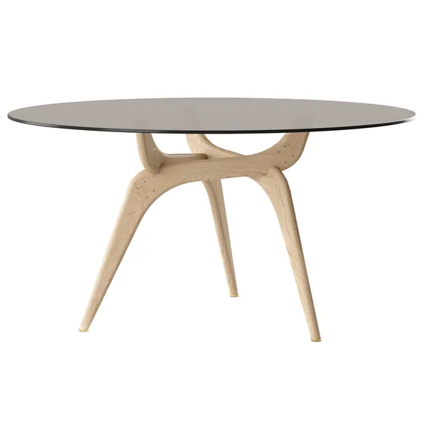 Triiio Spisebord Ø135 cm Ubehandlet Eg / Bronzeglas