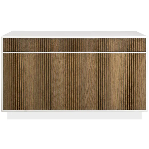 Line Burned Walnut Hög Skänk Med 3 Lådor Vit