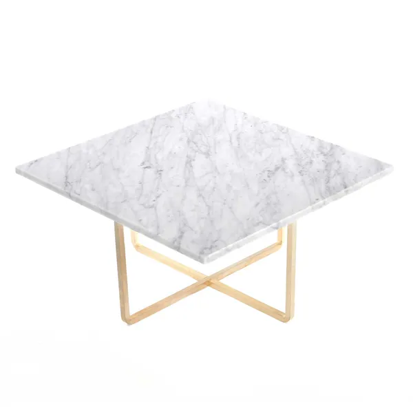 Ninety Sofabord 60 cm Messingben Hvit Marmor