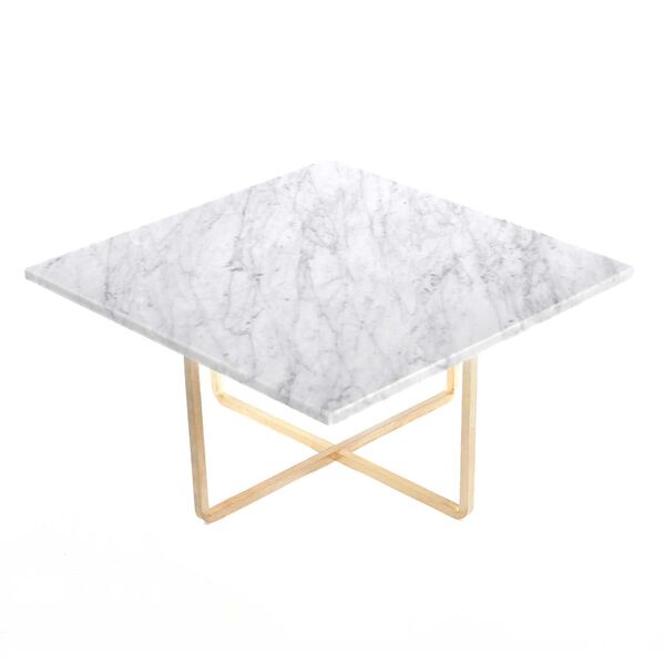 Ninety Sofabord 60 cm Messingben Hvit Marmor